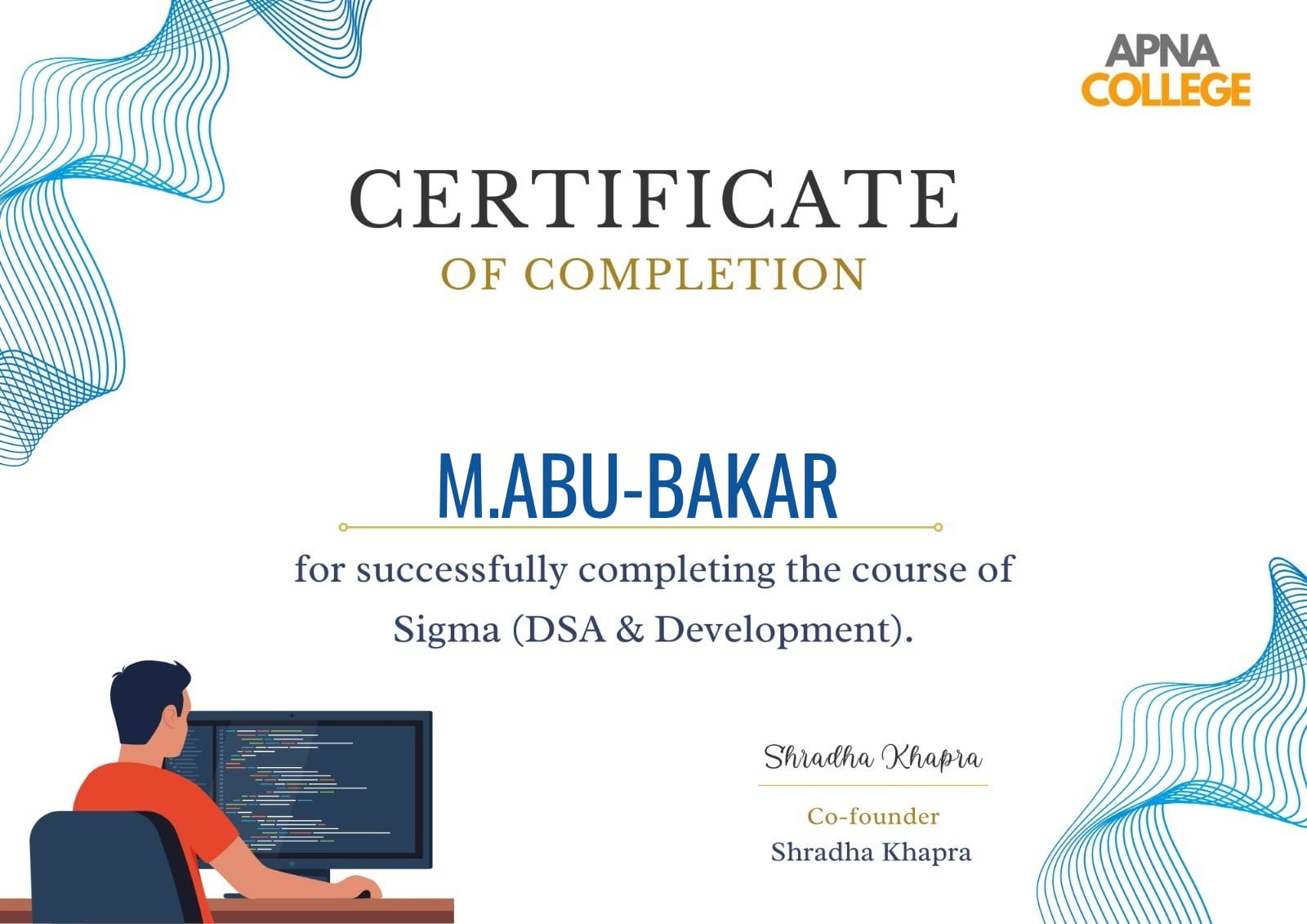 Apna College Sigma certification