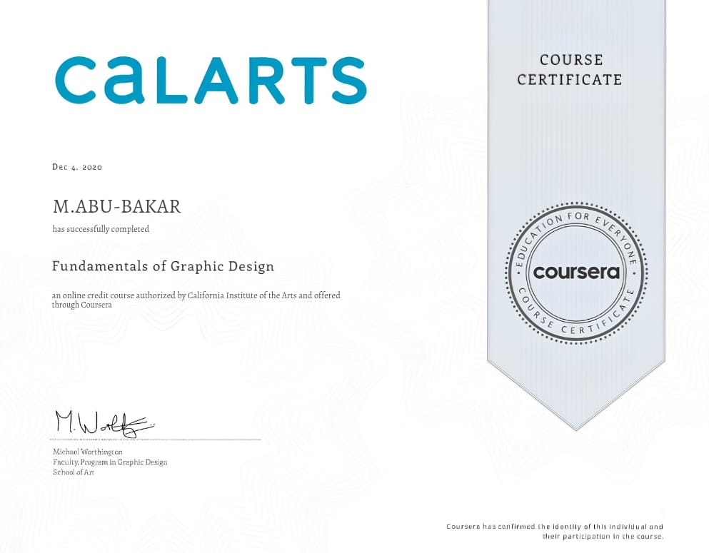 CalArts Graphic Design certification